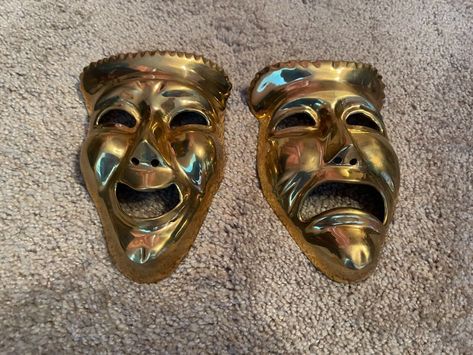 Masks Wall Decor, Theatre Faces, Theater Masks, Comedy Tragedy Masks, Tragedy Mask, Landscape Ocean, Greek Tragedy, Theatre Masks, Comedy And Tragedy