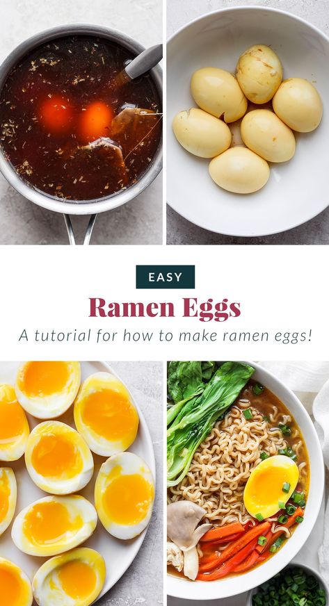 Snack on these delicious quick ramen eggs or add them to your favorite ramen soup. Eggs For Ramen Soup, Ramen Soup With Egg, Quick Ramen, Ramen Egg Recipe, Breakfast Meats, Ginger Marinade, Ramen Eggs, Smoked Eggs, Traditional Ramen