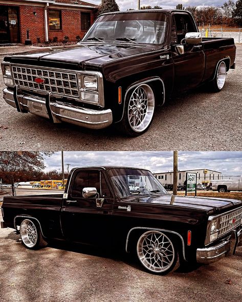 “Bo Darville” ♠️ One Sinister Squarebody with ALL THE ATTITUDE! This Low Mile (Only 100K miles) 1980 Shortbed has New Paint, Clean 350 V8 That Fires Up Quick, Smooth Shifting 350 Automatic, New Custom 22” Wheels, New Suspension Nice Black Vinyl Interior OR We Can Take It Custom! New Cold AC! ~FINANCING AVAILABLE with Just 10% Down! ~FREE Delivery, We Handle It All! Call/Text: 606-776-2886 Email: HotRodDirty@yahoo.com SHOP: www.TraditionalHotRod.com #squarebody #patina #c10 #cammed #h... C10 For Sale, Custom Wheels Trucks, 22 Wheels, Vinyl Interior, C10 Chevy Truck, C10 Trucks, Classic Pickup Trucks, Chevy C10, Square Body