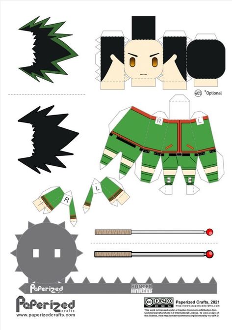 Paper Anime Crafts, Paperized Crafts, Papercraft Anime, Hunter X Hunter Gon, Anime Crafts Diy, Doll Template, Paper Doll Printable Templates, Anime Wall Prints !!, Gon Freecss