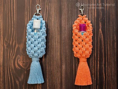 Macrame Sanitizer Holder, Macrame Lighter Holder Diy, Hand Sanitizer Holder Diy, Sanitizer Holder Diy, Macrame Fashion, Macrame Light, Curtain Holders, Monkey Fist Knot, Sanitizer Holder