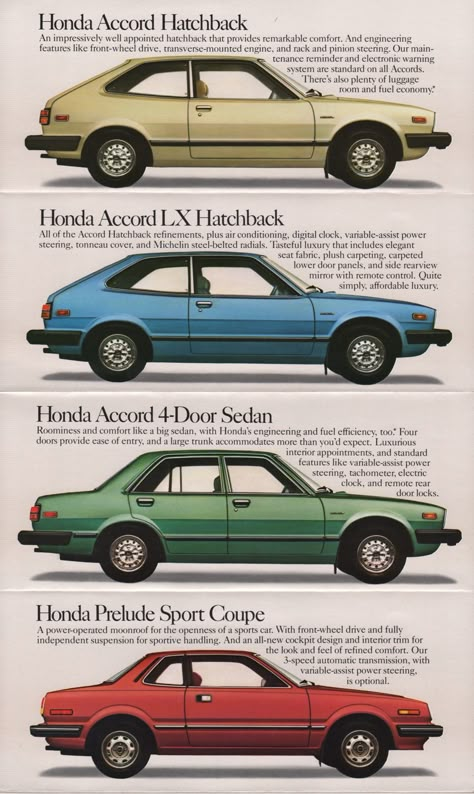 1981 Honda Sales Brochure 1981 Honda Prelude, Vintage Honda Car, Vintage Japanese Cars, 90s Honda, Cockpit Design, 80s Cars, Laferrari Aperta, Soichiro Honda, Automobile Advertising