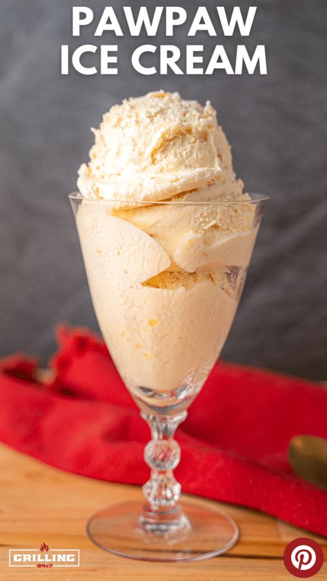 PawPaw Ice Cream in a glass serving dish Paw Paw Ice Cream Recipe, Pawpaw Smoothie Recipe, Paw Paw Recipes, Pawpaw Recipe, Papaya Ice Cream Recipe, Pawpaw Ice Cream, Pawpaw Fruit Recipes, Paw Paw Ice Cream, Papaya Ice Cream