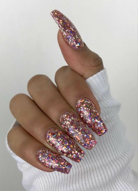 Warmfits Holographic Chunky Glitter 12 Colors Total 120g Face Body Eye Hair Nail Festival Chunky Narrow Nails, Chunky Glitter Nails, Shiny Nails Designs, Nail Design Glitter, Nail Design Video, Pink Glitter Nails, Nails Tumblr, Nails Glitter, Super Nails