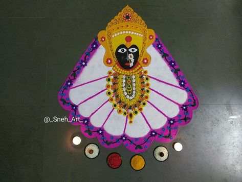 Devi Rangoli, Rangoli Designs For Competition, Poster Rangoli, Indian Rangoli Designs, Rangoli Designs Simple Diwali, Easy Rangoli Designs Diwali, Diwali Decoration Items, Modern Art Canvas Painting, Colorful Rangoli