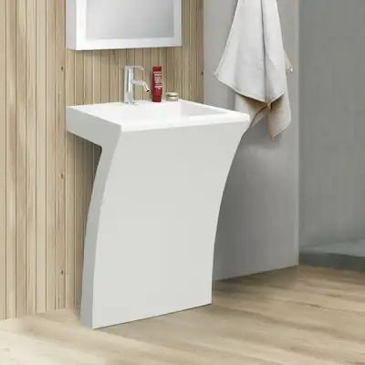 Buy Bathroom Sinks Online at Overstock | Our Best Sinks Deals Vintage Pedestal Sink, Microcement Walls, Modern Pedestal Sink, Cool Sinks, Bathroom Pedestal Sink, Sink Inspiration, Walnut Bathroom, Concrete Home Decor, Powder Room Sink