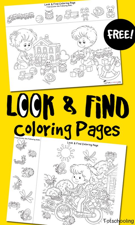 Free printable coloring pages with a twist! I Spy, Look and Find, perfect for preschoolers to build fine motor and visual skills! Free Educational Printables, Look And Find, Gratis Printables, Printable Activities For Kids, Free Preschool, Tot School, Educational Printables, Preschool Printables, Toddler Learning Activities