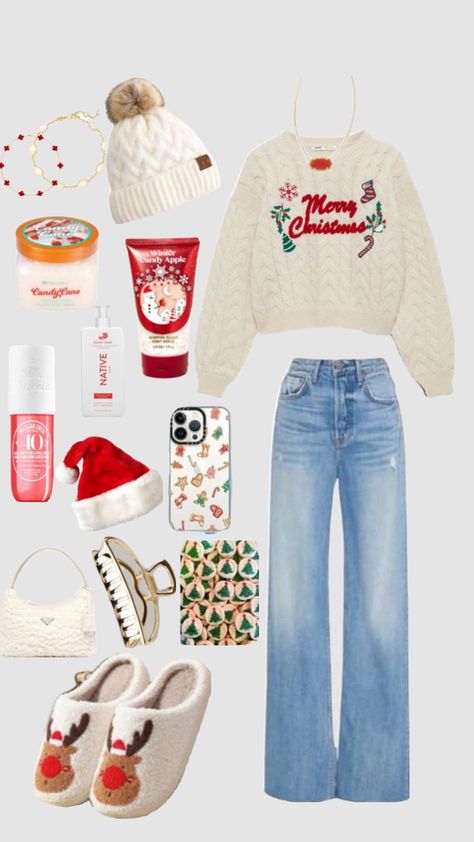 christmas outfit #christmas #outfitinspo #preppy #vibes #winter #beauty #cute Outfit Ideas Christmas Casual, Winter Movie Outfit, Outfit Layout Aesthetic Winter, Preppy Christmas Outfits For School, Preppy Christmas Sweater, Christmas Outfits Inspiration, Collage Outfits Winter, Winter Outfits Aesthetic Christmas, Preppy Outfits Christmas