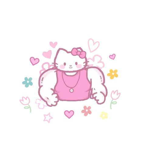 Muscular Hello Kitty, Muscle Hello Kitty, Blushing Reaction Pictures, Hello Kitty Gym, Gym Cartoon, Gym Icons, Gym Icon, Happy Diwali Images, Best Friend Activities