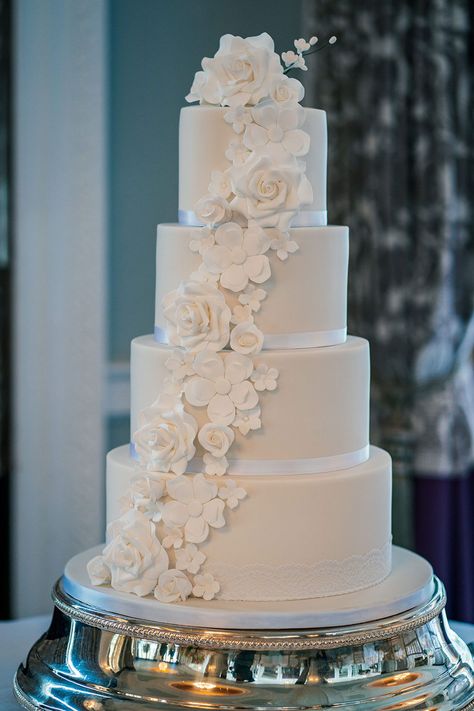 Wedding Cakes 4 Tier Elegant, 4 Tier Wedding Cake With Flowers Elegant, 4 Tier Square Wedding Cake, Tall White Wedding Cake, Modern Cake Topper Wedding, 4 Tiered Wedding Cakes, 4 Tier Wedding Cake Elegant, Wedding Cakes Elegant Unique Classy, Wedding Cake With White Flowers