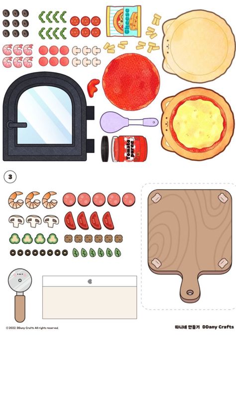 Cute Food Printable, How To Make Paper Food, Paper Food Ideas, Pizza Paper Craft, Paper Food Printable, Paper Diy Printable, Paper Doll Food, Paper Craft Food, Paper Food Crafts