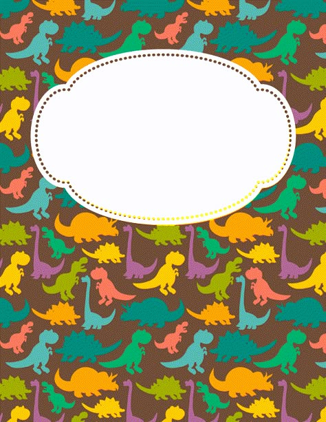 Free printable dinosaur binder cover template. Download the cover in JPG or PDF format at http://bindercovers.net/download/dinosaur-binder-cover/ Design Cover Page Ideas, Pokemon Binder Cover Printable, Dinosaur Frame Printable, Student Binder Covers Free Printable, Cute Binder Covers Printables, Design Cover Page, Free Printable Binder Covers, Binder Covers Free, Cover Page Ideas