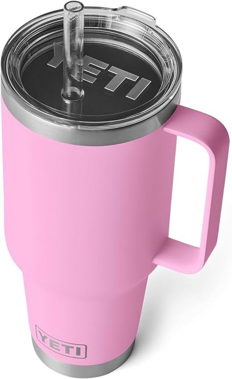 YETI Rambler 42 oz Straw Mug, Vacuum Insulated, Stainless Steel, Power Pink : Amazon.ca: Home Pink Yeti Cup, Straw Dispenser, Yeti Rambler Tumblers, Hydration Station, Pink Amazon, Stanley Cups, Smoothie Cup, Yeti Cup, Yeti Tumbler