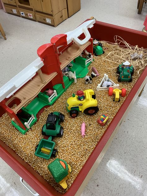 Farm Sensory Table, Farm Sensory Bin, Kindergarten Sensory, Farm Activities Preschool, Play Farm, Spring Arts And Crafts, Toddler Themes, Farm Day, October Crafts