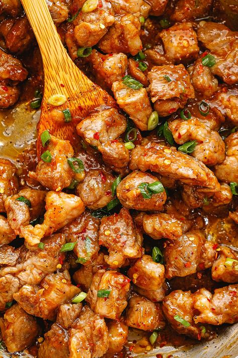 Honey Garlic Pork Stir-Fry - #pork #stirfry #recipe #eatwell101 - Try this pork stir-fry recipe tonight! Savory, sweet, and spicy, our pork stir-fry is easy and delicious! - #recipe by #eatwell101® Easy Pork Stir Fry, Chicken And Pork Stir Fry, Recipe With Pork Loin, Stir Fry Pork Chop Recipe, Pork Stir Fry Recipe, Sesame Pork Stir Fry, Pork Marinade For Stir Fry, Pork Tenders Recipe, Asian Recipes With Pork