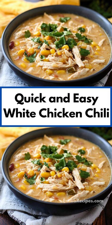 Want a white chicken chili slow cooker recipe? This quick and easy version is perfect! A simple chili recipe that’s great for chicken crockpot recipes or instant pot cooking, it’s sure to become a favorite. Best White Chicken Chili Recipe, Easy White Chicken Chili, Easy Chicken Chili, White Chicken Chili Slow Cooker, White Chicken Chili Recipe, White Bean Chicken Chili, Slow Cooker Chicken Chili, Creamy White Chicken Chili, White Chili Chicken Recipe