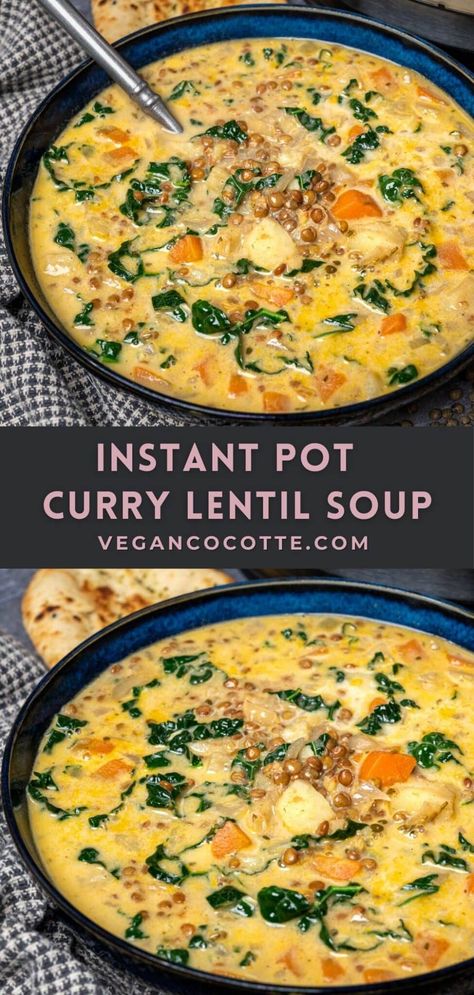 Slow Cooker Coconut Lentil Curry, Vegan One Pot Soup, Insta Pot Veggie Soup Recipes, Instant Pot Coconut Curry Lentil Soup, Coconut Lentil Curry Instant Pot, Lentil Kale Soup Instant Pot, Best Instapot Soup Recipes, Sweet Potato Lentil Soup Instant Pot, Instant Pot Curry Soup