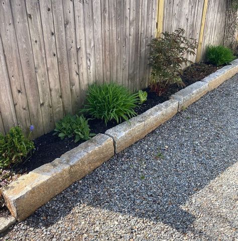 Granite Edging Options, Driveway Stone Edging, Limestone Edging Front Yards, Crushed Limestone Landscaping, Limestone Edging, Pool Entrance, Granite Edges, Yard Edging, Garden Edge