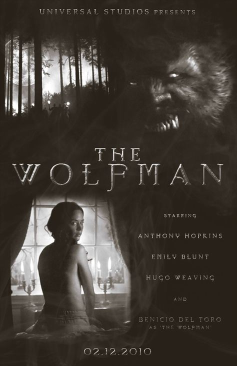 The Wolfman 2010, Fantastic Beasts Creatures, Creature Movie, The Wolfman, Warrior Poet, Hammer Horror Films, Hugo Weaving, Best Movie Posters, Month Of October