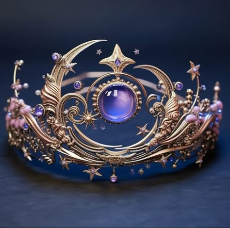 Fantasy Crown Concept Art, Starry Crown, Space Crown, Fairytale Crown, Fantasy Crown, Goddess Crown, Fairytale Fashion, Princess Jewelry, Mermaid Aesthetic