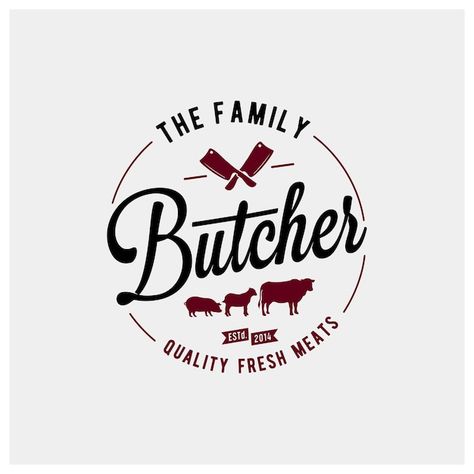 Vintage retro premium meat butcher shop ... | Premium Vector #Freepik #vector #knife-logo #butchery-logo #butcher-logo #meat-logo Butchery Logo Design, Butchery Branding, Butcher Logo Design, Butchery Logo, Butcher Shop Logo, Butcher Logo, Meat Design, Meat Logo, Label Logo Design