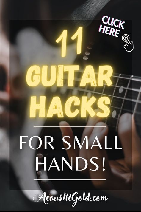 Struggling to master the frets? Tired of making the stretch? We've got the solutions to your guitar playing issues! From choosing the perfect guitar for small hands to learning effective finger placement and chord formations, there are solutions for everything. Don't let small hands stop you from being a great guitarist! Follow us for more guitar content and save this pin for later!- Finger Placement Guitar, Finger Stretches For Guitar, Guitar Tips And Tricks, Guitarist Fingers, Learning Electric Guitar, Guitar Setup, Songwriting Tips, Garage Hacks, Fire Crackers