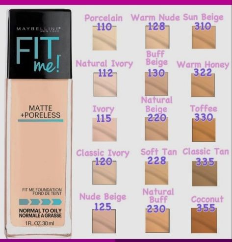 Matte Poreless Foundation, Maybelline Foundation, Fit Me Foundation, Skin Tone Makeup, Maybelline Fit Me Foundation, Fit Me Matte And Poreless, New York Fits, Face Foundation, Lightweight Foundation