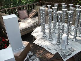 Reception Centerpieces Diy, Wedding Reception Centerpieces Diy, Dollar Store Candlesticks, Dollar Store Centerpiece, Diy Wedding Centerpieces, Candlestick Centerpiece, Diy Wedding Reception, Tall Wedding Centerpieces, Wedding Reception Centerpieces