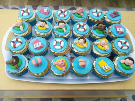 Swimming party cupcakes Swim Party Cupcakes, Swimming Cupcakes, Theme Cupcakes, Swimming Party, Party Cupcakes, Swim Party, Epcot Food, Animal Cake, 14th Birthday