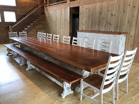 T-A011 (18' long) Fir Dining Table For 20, Table For 20 People Dining, Dining Table 20 Seat, 12 Foot Dining Room Table, 20 Person Dining Table, Seating For 20 People, Long Farmhouse Table, 12 Person Dining Table, Barn Wood Flooring