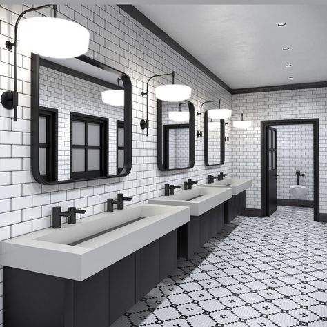 Restroom Aesthetic, Commercial Bathroom Designs, Public Restroom Design, Church Bathroom, Commercial Restroom, Commercial Bathrooms, Restroom Ideas, Commercial Bathroom, Windows Ideas Exterior