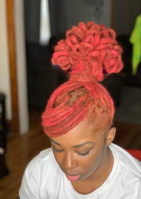 Valentines Loc Styles, Beautiful Bun Hairstyles, Latest Dreadlocks Styles, Cute Locs, Dyed Locs, Dreads Styles For Women, Dreads Hairstyles, Dreadlocks Styles, Dread Styles