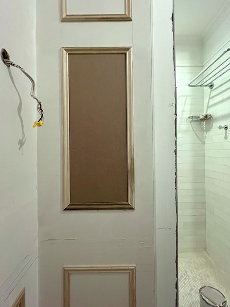 The Hidden Bathroom Doors Are Installed, but there's a Problem Hidden Powder Room Door, Toilet Door Ideas, Hidden Bathroom Door, Timeless Dining Room, Hidden Toilet, Hidden Cabinet, Toilet Door, Hidden Door, Bathroom Doors