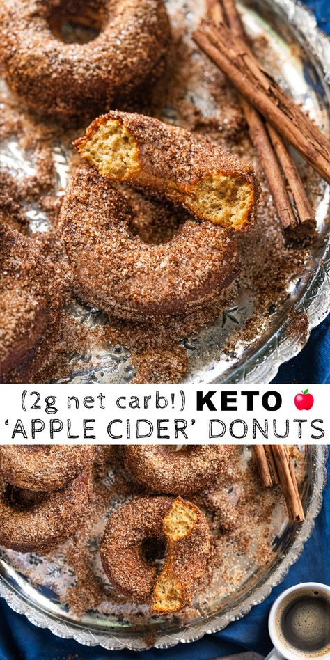 (Baked!) Paleo & Keto Apple Cider Donuts #keto #ketorecipes #ketodiet #paleo #glutenfree #donuts Low Carb Apple Cider Donuts Recipe, Keto Apple Cider Donuts Recipe, Keto Apple Recipes, Keto Apple Cider, Cider Donuts Recipe, Apple Cider Donuts Recipe, Keto Muffins, Keto Cakes, Keto Thanksgiving