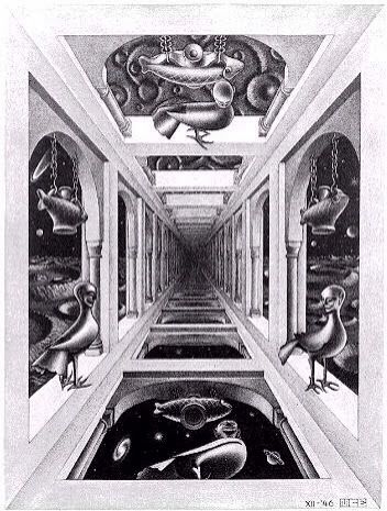 Excellent one-point perspective how to and history - J. Johnson Mc Escher Art, Perspective Room, Escher Art, M C Escher, One Point Perspective, Mc Escher, Arte Van Gogh, Point Perspective, Perspective Art