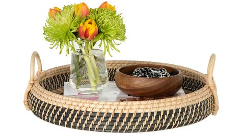 Wicker Wall Decor, Wooden Serving Boards, Rattan Tray, Round Serving Tray, Wicker Tray, Breakfast Tray, Ottoman Tray, Wicker Decor, Ottoman Coffee Table