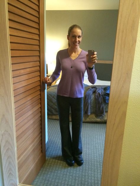 Casual meets cashmere. And more purple and gray. Cashmere Ann Taylor sweater. Worn with Athleta wide leg yoga pants. And stamped leather clogs by Dansko in black. Cute and comfy for work on Sunday. Jewelry was a gray elephant charm necklace from JCrew. And amethyst earrings and ring. Dansko Clogs, Elephant Charm Necklace, Wide Leg Yoga Pants, Grey Elephant, Leather Clogs, Elephant Charm, Amethyst Earrings, Yoga Pants, Color Combos