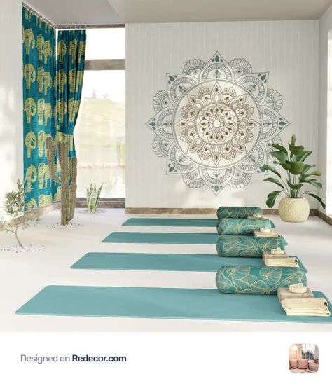 Yoga Centre Design Ideas, Yoga Center Design, Reiki Room Decor, Spa Room Design, Reiki Room Ideas, Sala Yoga, Meditation Room Design, Spiritual Room Decor, Yoga Meditation Space