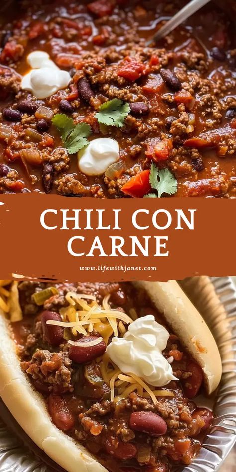 Chili Con Carne Oh, sweet heavens! If you're hankering for a meal that'll warm you from the inside out, you've hit the jackpot with this Chili Con Carne recipe. Steak Chili Recipe No Beans, Chili Recipe Best, Chili Not Spicy, American Chilli Recipe, Best Chili Con Carne Recipe, Homemade Chili Recipes, All Meat Chili, Southern Style Chili Recipes, Impossible Chili Recipe