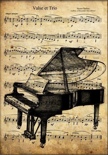 Drawings On Music Sheets, Piano Poster, Music Notes Art, French Music, Art Musical, Piano Art, Solfege, Sheet Music Art, Art Christmas Gifts