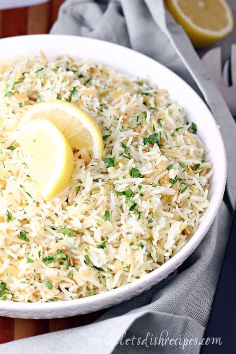 Greek Lemon Rice Pilaf Lemon Rice Pilaf, Side Dish Rice, Lemon Rice Recipe, Greek Rice, Greek Lemon Rice, Rice Side Dish Recipes, Greek Dinners, Rice Side Dishes, Lemon Rice