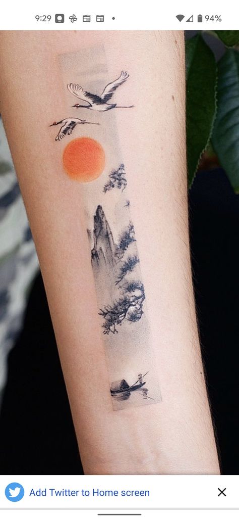 Japanese Rectangle Tattoo, Strip Tattoo, Rectangle Tattoo, Vertical Tattoo, Scenery Tattoo, Anubis Tattoo, Japan Landscape, Landscape Tattoo, Vertical Landscape