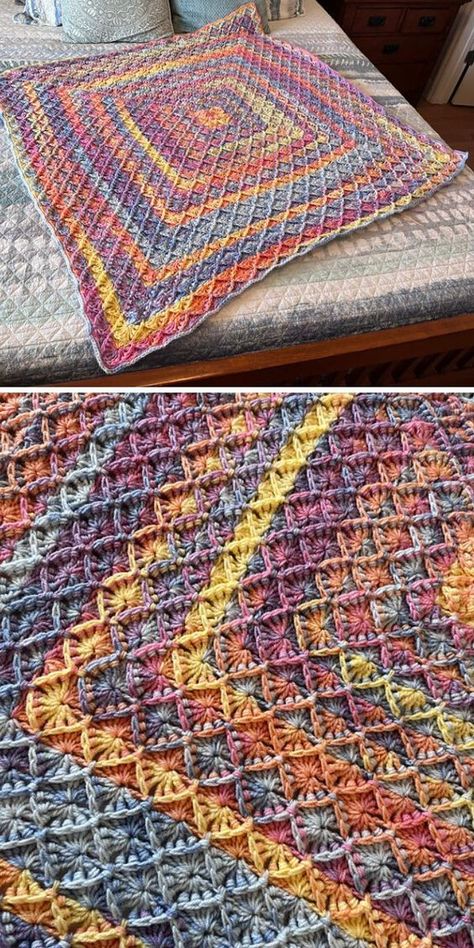 Crochet Baby Blanket Ombre Yarn, Yarn Eater Patterns, Wool Eater Crochet Pattern, Afgan Patterns Free, From The Center Crochet Blanket Pattern Free, Variegated Yarn Blanket Crochet, 2 Color Crochet Afghans, Variegated Crochet Patterns, Variegated Yarn Crochet Blanket Patterns