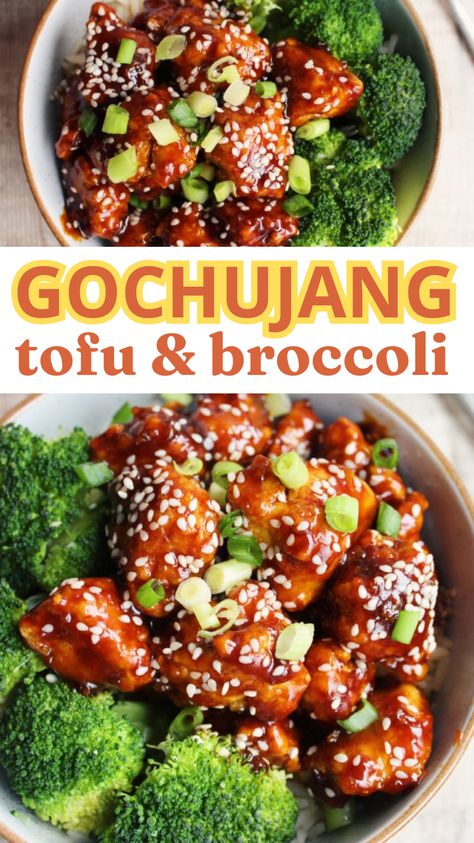 This sticky Gochujang tofu and broccoli is crispy, packed with flavour and, if I do say so myself, perfectly spiced. Serve it with your favourite veggies and lovely white rice for a quick and nutritious plant based dinner. Trust me, this recipe will go down well with your family and friends! #GochujangTofu #KoreanTofu #TofuBowls #TofuRice #TofuRecipesHealthy #TofuDishes #BuddhaBowls #EasyVeganDinner Crispy Tofu And Broccoli, Tofu Broccoli Peanut Sauce, Tofu Broccoli Recipes, Gochujang Tofu Recipe, Quick Tofu Recipes, Tofu Bulgogi, Healthy Tofu Recipes, Broccoli And Tofu, Tofu Broccoli Stir Fry