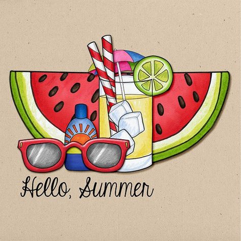 Summer Related Drawing, Summer Drawing Designs, Summer Draws Ideas, Drawing Ideas Medium Difficulty, Summer Inspired Drawings, Summer Ideas Drawing, Drawing Ideas For Summer, How To Draw Summer, Drawings For Summer