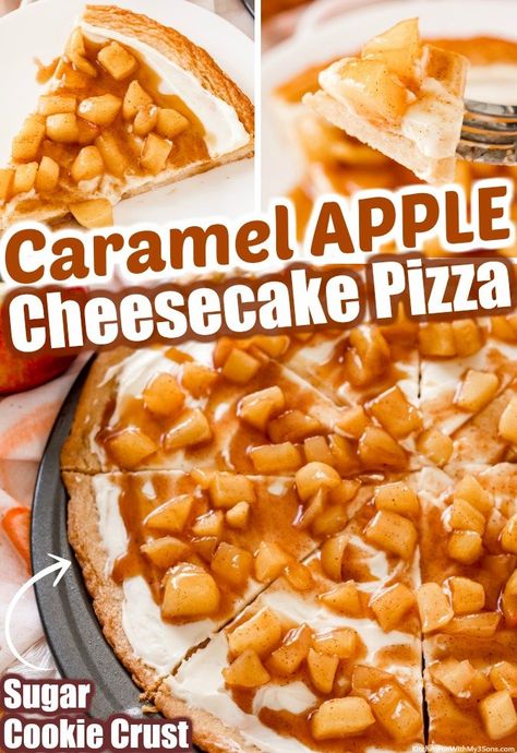 Caramel Apple Pizza, Caramel Apple Fruit Pizza, Apple Dessert Pizza, Sugar Cookie Pizza, Apple Topping, Caramel Apple Salad, Apple Pizza, Dessert Pizza Recipes, Easy Fruit Pizza