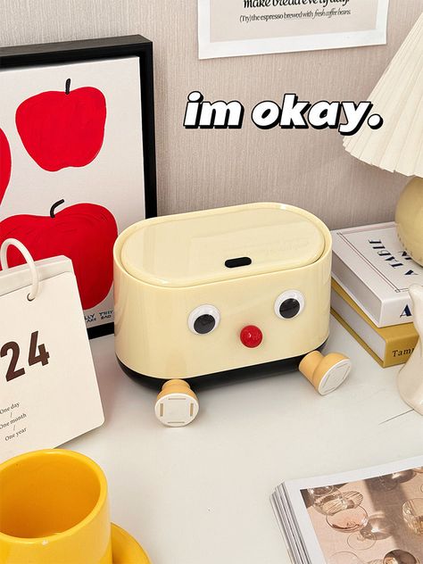 Kawaii Furniture, Fun Office Decor, Cute Furniture, Cartoon Face, Bathroom Trash Can, Cute Office, Trash Bin, House On The Rock, Cool Office