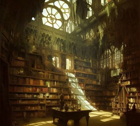 Follow me for more bookish art #library #libraryaesthetic #fantasylibrary #libraryart Library Fantasy Art, Abandoned Library, Ancient Library, Bookish Art, Library Aesthetic, Library Art, Art Library, Dark Academia, Interior And Exterior