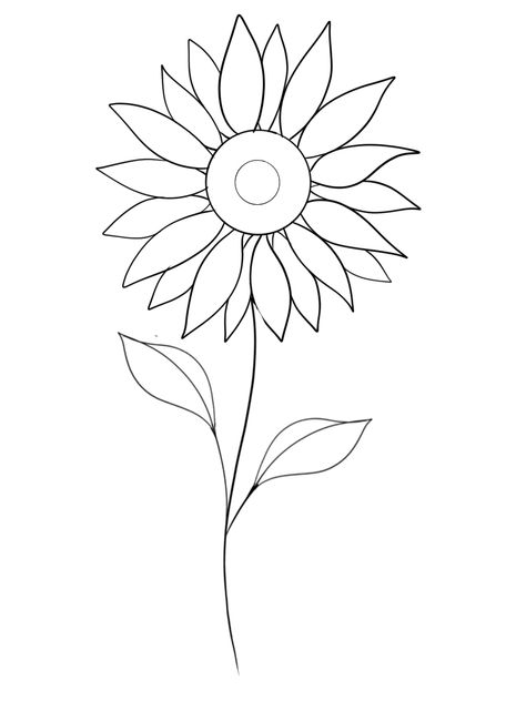 Simple Sun Flower Tattoo Design, Rose Linework, Sunflower Drawing Easy, Flower Tattoo Stencils, Simple Sunflower, Line Drawing Tattoos, Sharpie Drawings, Becoming A Tattoo Artist, Sunflower Drawing