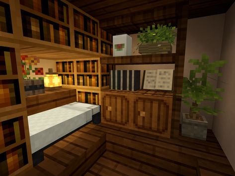 Minecraft Bedroom Aesthetic Ideas, Minecraft Attic Ideas Interior, Minecraft Builds Bedroom, Minecraft Bedroom Layout, Interior Minecraft House Ideas, 4x4 Minecraft Bedroom, Minecraft Dorm Room Build, Loft Minecraft Houses, Minecraft Houses Rooms Ideas